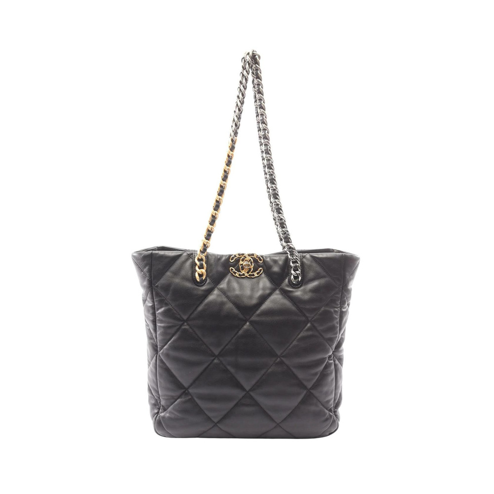 Chanel Combination Shoulder Bag Lambskin Sheepskin Black